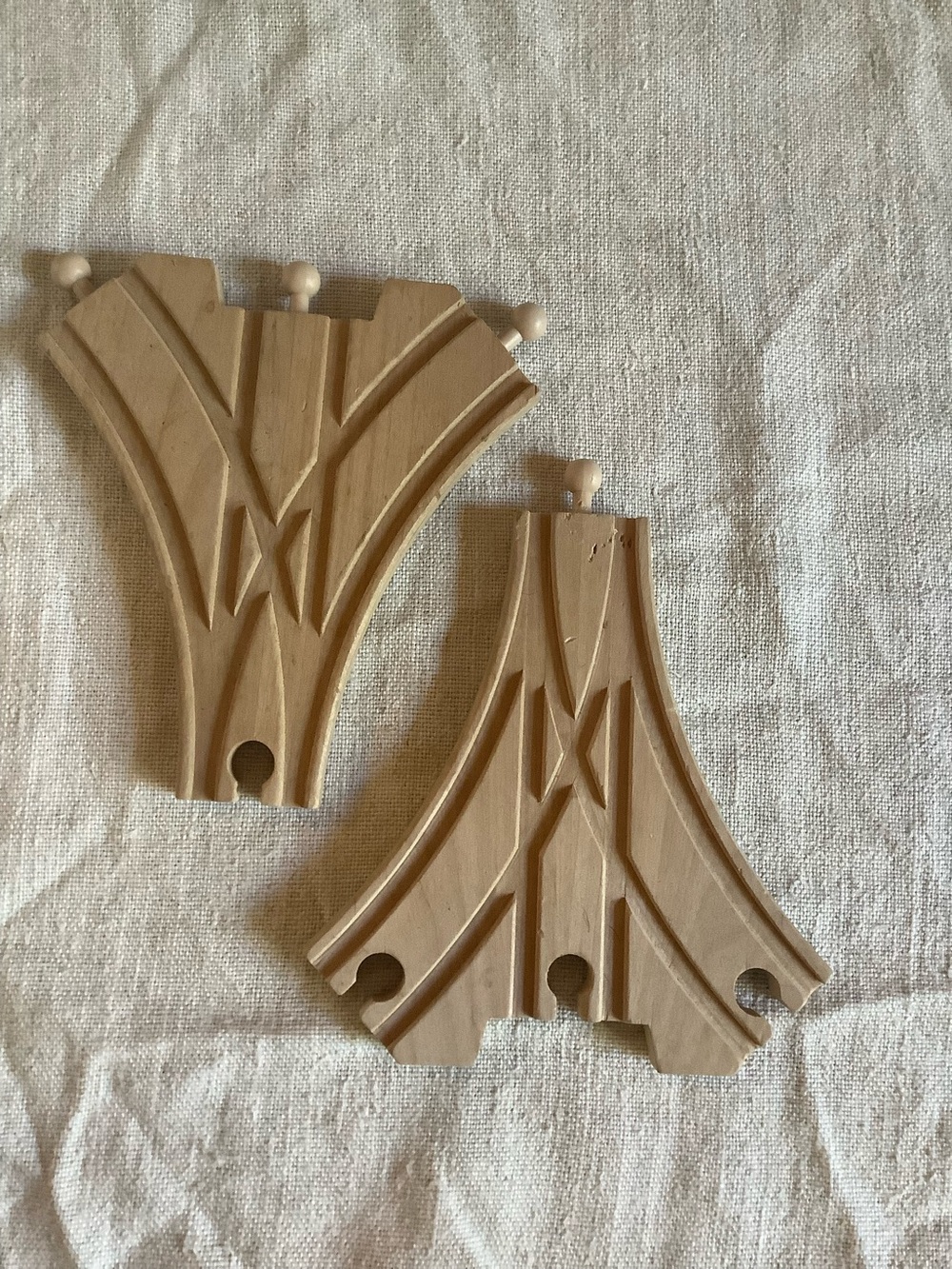 Rare Pair of 3 way Expanding Connector Tracks Thomas Brio Wooden Railway